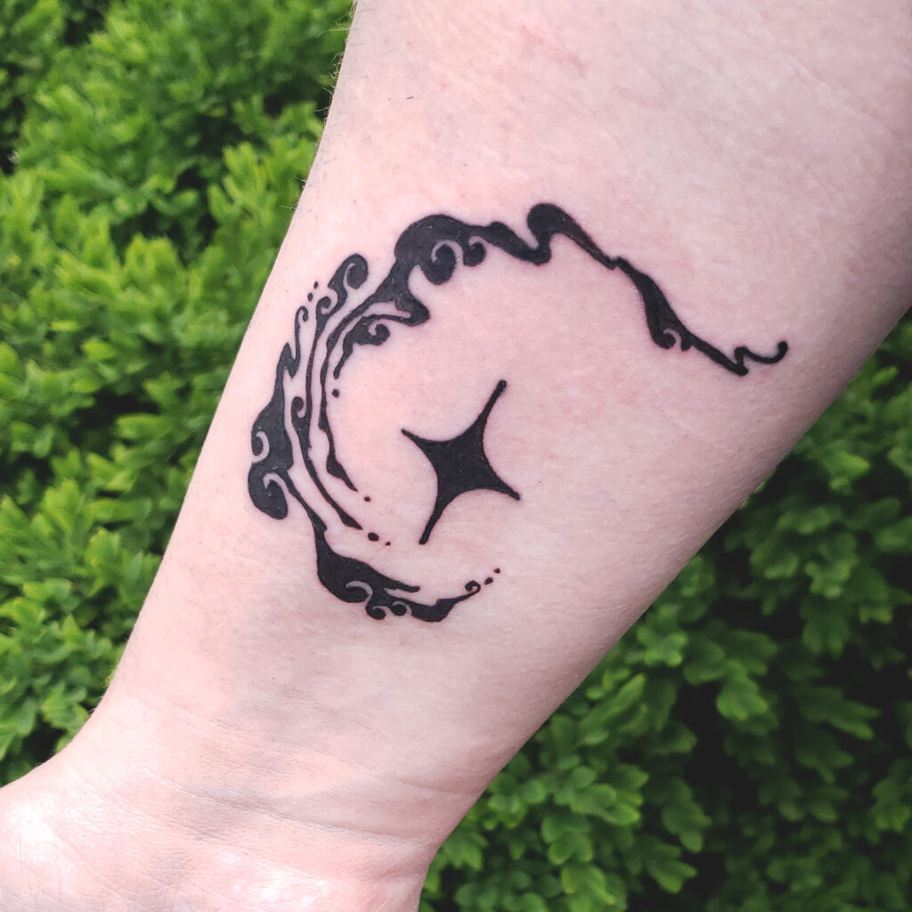 custom north star and swirly clouds